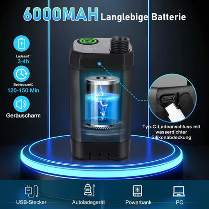 Spopal Campingdusche Set, 20L Falteimer, 6000 mAh Akku, 2m Schlauch