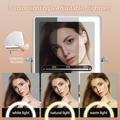 Famihomii LED Kosmetikspiegel zur Wandmontage, 1X/30X, Chrom