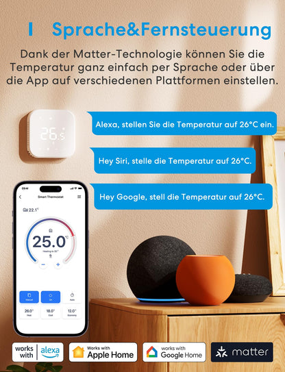 Meross MTS215B WLAN Heizungsthermostat für Fussbodenheizung & Boiler