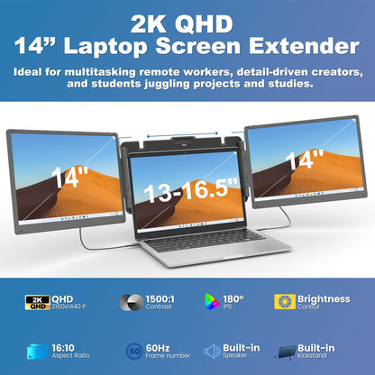 KEFEYA 14 Zoll 2K Triple Portable Laptop Bildschirm Erweiterung