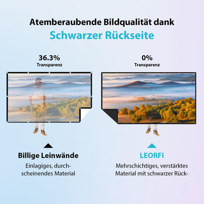 LEORFI Beamer Leinwand 150 Zoll Outdoor, 16:9, faltbar, waschbar