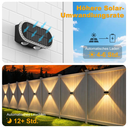 Hiromeco Solar Wandleuchte Aussen 6er-Set Up Down 3000K/4000K/6000K