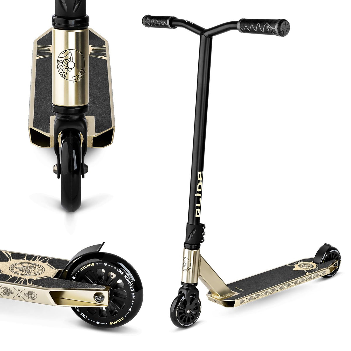 Movino Glide Stunt Scooter mit ABEC-9-Lagern und 100-mm-Rädern, Aluminium-Deck und Stahllenker