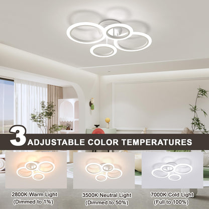 RUYI LED Deckenleuchte Dimmbar 4 Ringe – Weiss 48W