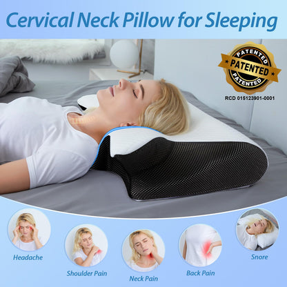 HOMCA Ergonomisches Nackenkissen aus Memory Foam, 60x40 cm, Schwarz