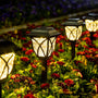GIGALUMI Solar Gartenleuchten 6er-Set, LED Wegeleuchten warmweiss mit Erdspiess und transparentem Schirm