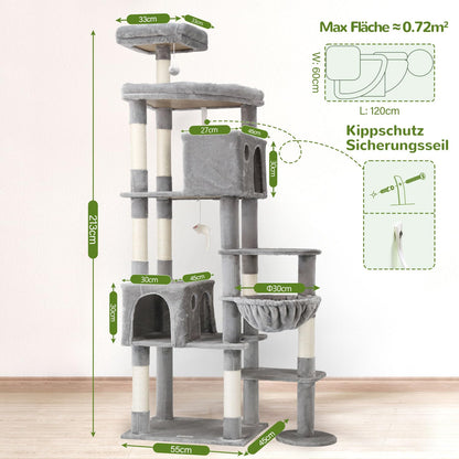Globlazer Kratzbaum XXL F83 für grosse Katzen – Hellgrau