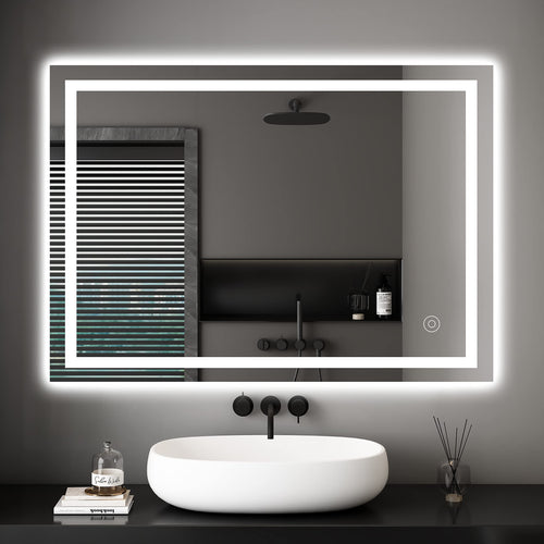 Dripex LED Badspiegel Beschlagfrei Touch Kaltweiss - 50x70 cm. Rechteckiger Spiegel mit kaltweißer LED-Beleuchtung, beschlagfrei, per Touch steuerbar.