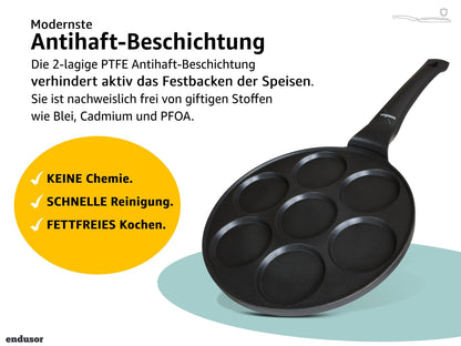 endusor Pancakepfanne Ø 26 cm mit 4 Formen für alle Herdarten