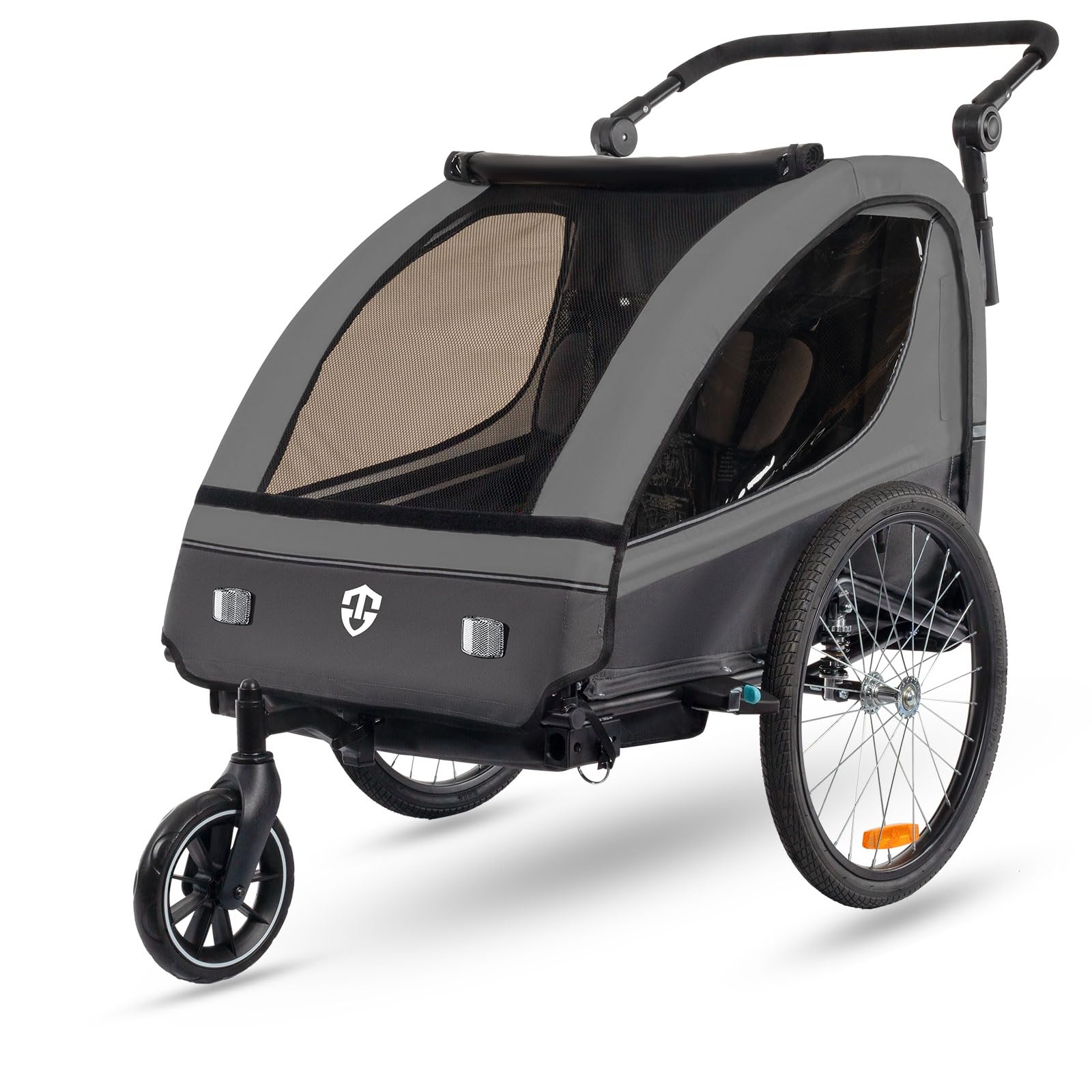 Tiggo VS Kinderanhänger 2in1 Fahrrad Buggy – dunkelgrau. Dunkelgrau. Zum Transport von Kindern als Fahrradanhänger oder Buggy.