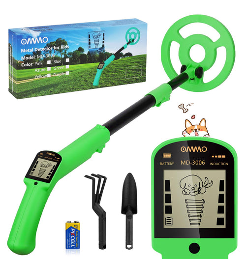 OMMO Metalldetektor Set für Kinder MD-3006, LCD-Display, Grün