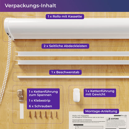 SchattenFreude Thermo-Rollo mit Kassette nach Mass, schwarz