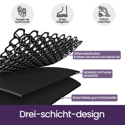 DEXI Fussmatte aussen 60x90 cm, rutschfeste Schmutzfangmatte schwarz