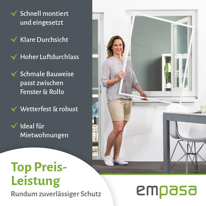 empasa START Fliegengitter Fenster Alurahmen anthrazit 130 x 150 cm