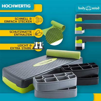 Body & Mind Aerobic Steppbrett Elite, 3-fach höhenverstellbar