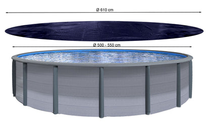 QUICK STAR Solar Poolabdeckung Rund Ø 610cm - Schwarz 200g/m²