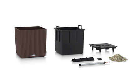 Lechuza Cube Cottage 40 Pflanzgefäss mit Bewässerungssystem, Mokka