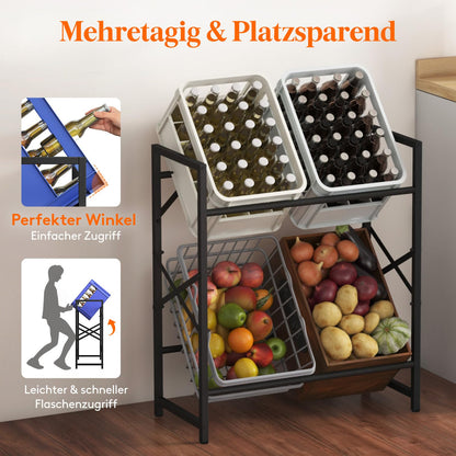Lifewit Getränkekistenregal aus Metall für 4 Kisten, 300 kg, Schwarz