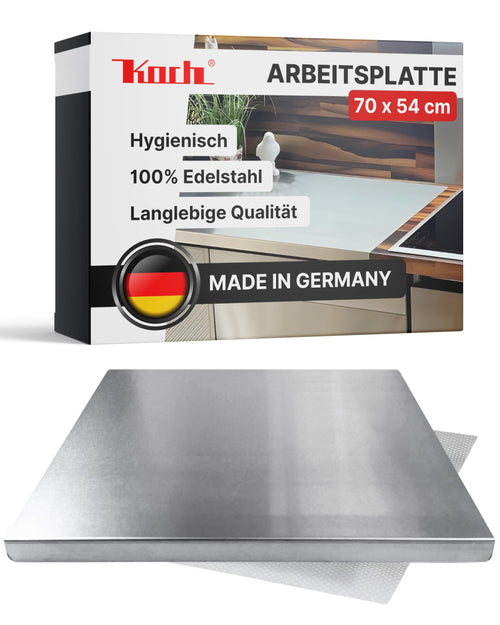 Koch Edelstahl Arbeitsplatte 70 x 54 cm – Schneidebrett & Knetbrett mit Anschlagkante