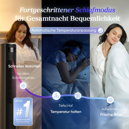 Levoit Turmventilator LTF-F361-AEU, 92 cm, mit Fernbedienung, mattgrau