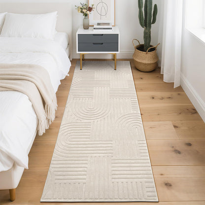 Enyhom Teppichläufer 80x300 cm, waschbar und rutschfest, beige