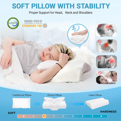 Elviros Nackenstützkissen Memory Foam Seitenschläferkissen, grau