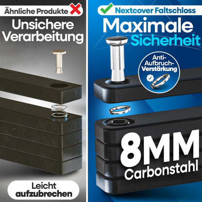 Nextcover FoldOne Faltschloss 100 cm mit Halterung und 3 Schlüsseln