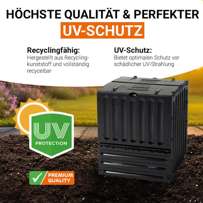 Garantia ECO-King Komposter 400 L aus Recyclingkunststoff, schwarz