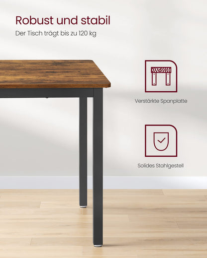 VASAGLE KDT081B01 Esstisch - Vintagebraun/Schwarz 110x70 cm