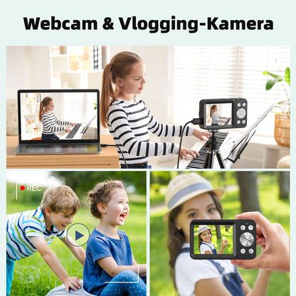 Caytail Digitalkamera 4K 64MP Kompaktkamera mit 18x Zoom, Schwarz