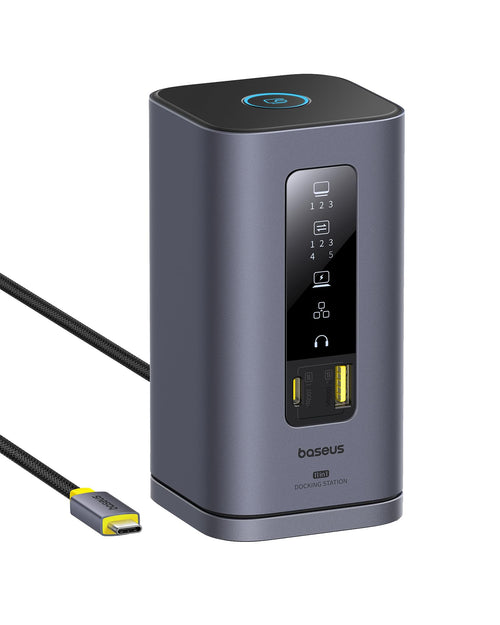 Baseus Spacemate Displaylink USB-C Docking Station 11-in-1 3x 4K. Dunkelgrau. Erweitert USB-C um 11 Ports & 3x 4K-Video.