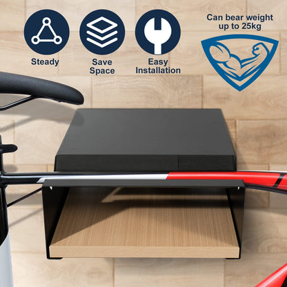 MOSHAY S-Rack Fahrradwandhalterung aus Aluminium und Holz