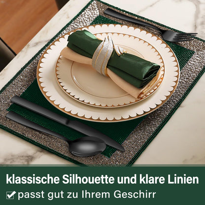 Terlulu Besteckset 36-teilig Edelstahl Schwarz mit Steakmessern