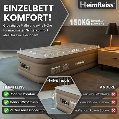 Heimfleiss Luftmatratze selbstaufblasend 100x200 cm mit Pumpe