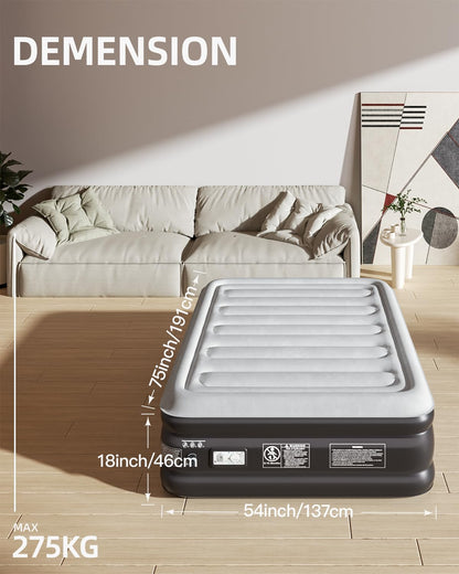 CHILLSUN Luftbett elektrisch aufblasbar 190x137x46 cm
