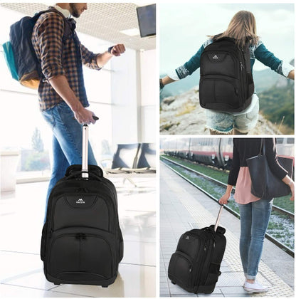 MATEIN Business Trolley Reiserucksack 17 Zoll – Schwarz