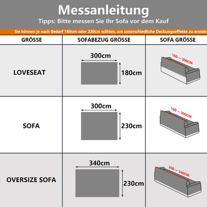 MYSKY HOME Sofabezug 2-Sitzer, Sofaüberwurf 180 x 300 cm, Grau