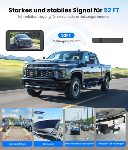 AUTO-VOX Solar3A Plus Funk-Rückfahrkamera mit 5-Zoll-1080P-Monitor