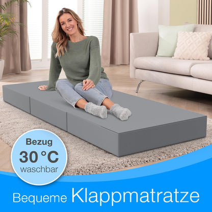ELONEO Klappmatratze Schaumstoff 90x200x15 cm - Grau
