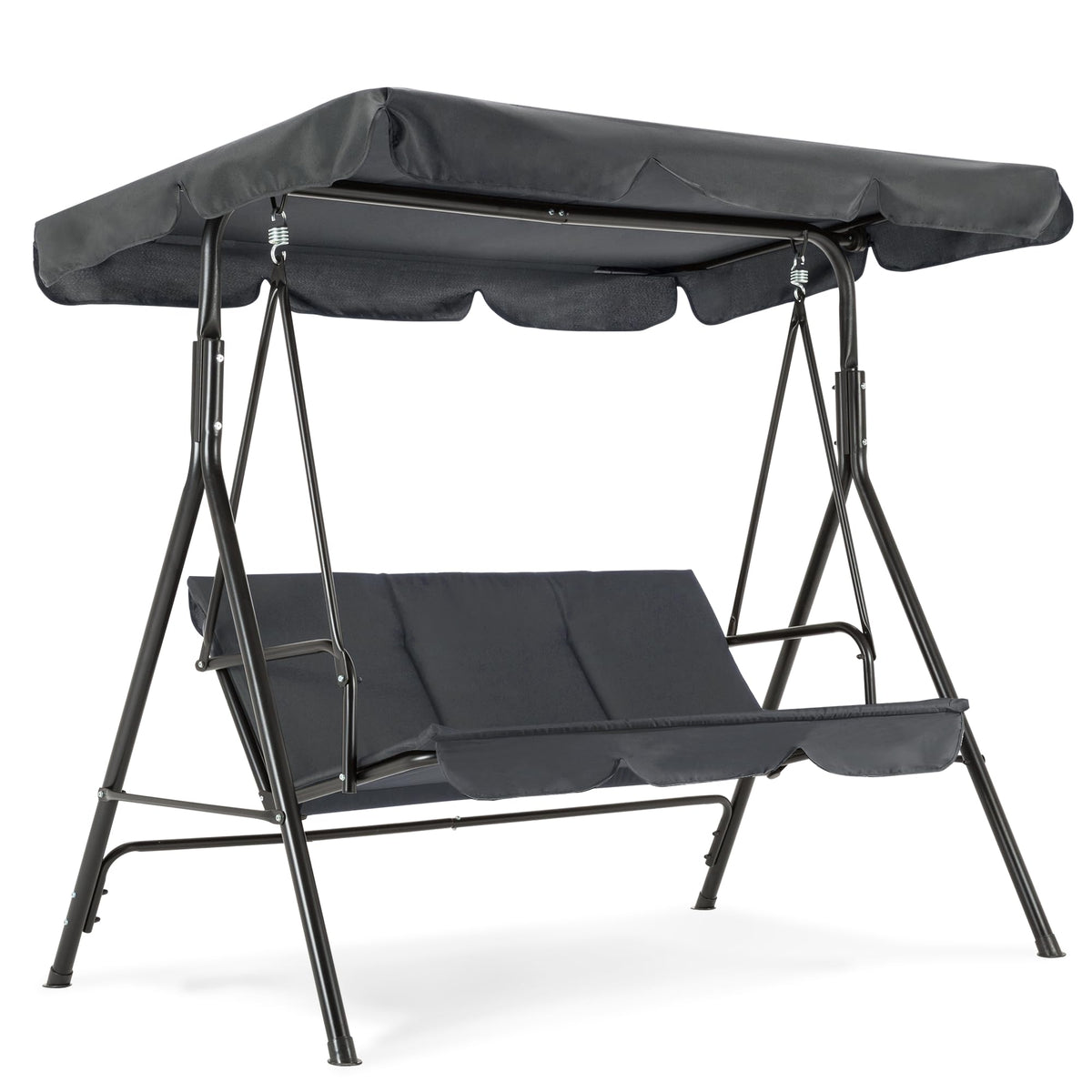 M MCombo Hollywoodschaukel 3-Sitzer mit verstellbarem Sonnendach, Grau – Metallrahmen mit Polyesterdach