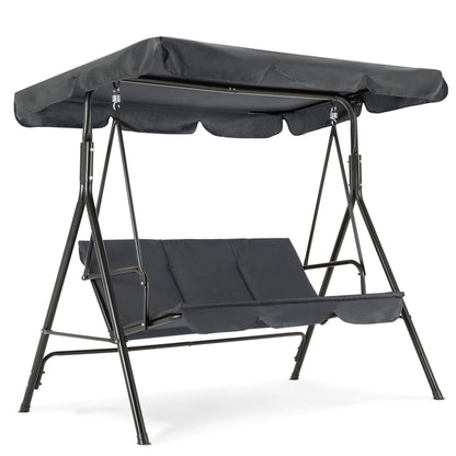 M MCombo Hollywoodschaukel 3-Sitzer mit verstellbarem Sonnendach, Grau – Metallrahmen mit Polyesterdach