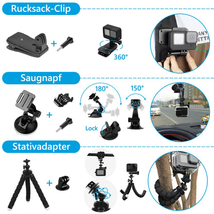 oGoDeal Action-Cam-Zubehör-Set für GoPro Hero 13 Black DE192