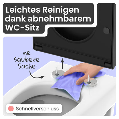 instmaier Helma WC-Sitz aus Duroplast, Absenkautomatik, D-Form, schwar