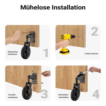 Wiltec Torrolle 360° Gummirad, Schiebetorrolle bis 275 kg