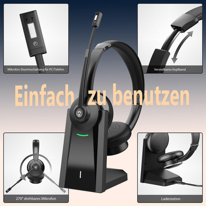 Earbay Bluetooth Headset mit Mikrofon, Ladestation und USB-Dongle