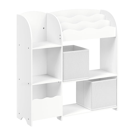 SONGMICS Bücherregal Kinder GKR042W01 - Wolkenweiss, 2 Boxen. Wolkenweisses Rechteckregal mit zwei Boxen organisiert Kinderbücher und Spielzeug.