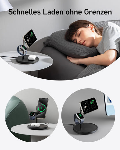 Anker MagGo 3-in-1 Kabelloser Ladeständer - 15W Qi2 MagSafe