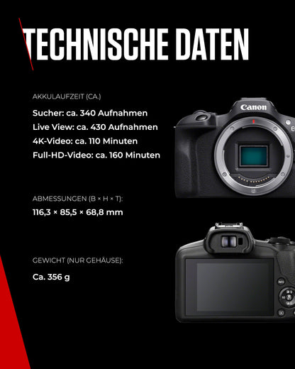 Canon EOS R100 spiegellose Systemkamera RF-S 18-45mm IS STM, schwarz