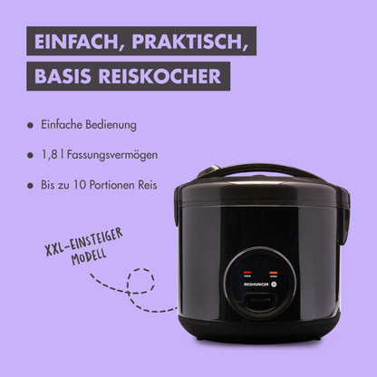 REISHUNGER Reiskocher & Dampfgarer 1.8L - Keramik Schwarz