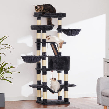 Heybly HCT025G Mehrstöckiger Katzenkratzbaum - 173cm Rauchgrau